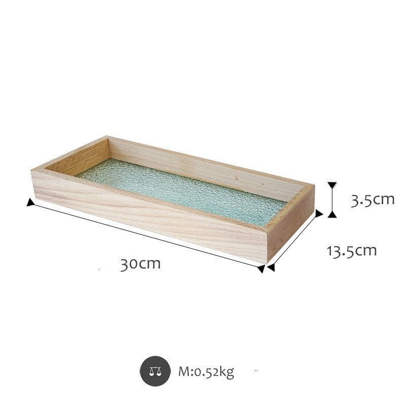 Rippled Glass-Bottomed Wooden Tray