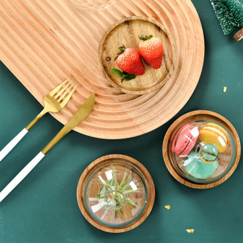 Glass Bell with Wooden Base Cloche