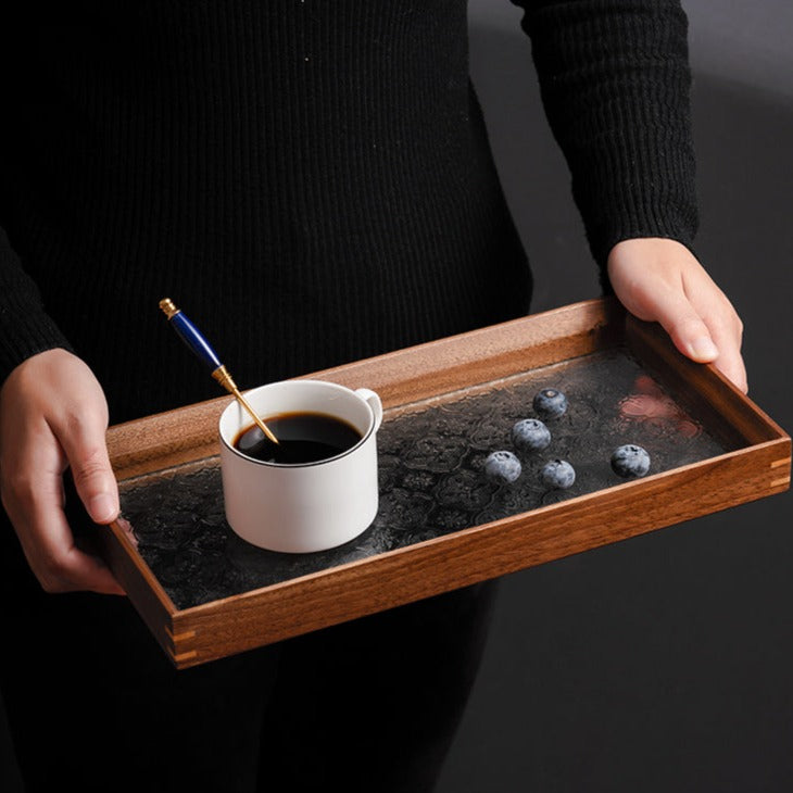 Tranquility Glass and Wood Tray