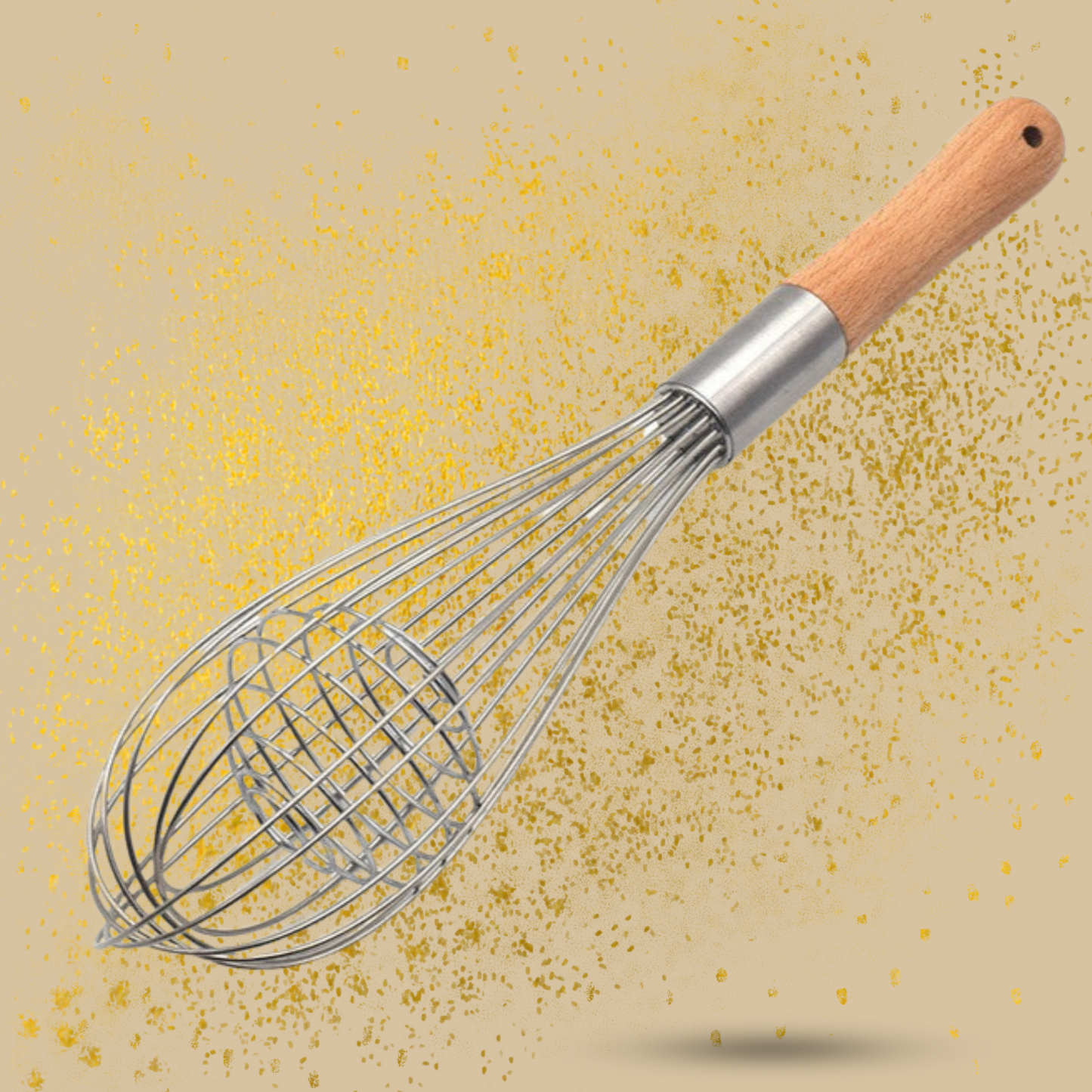 Wooden Handle Whisk with Integrated Mixing Ball