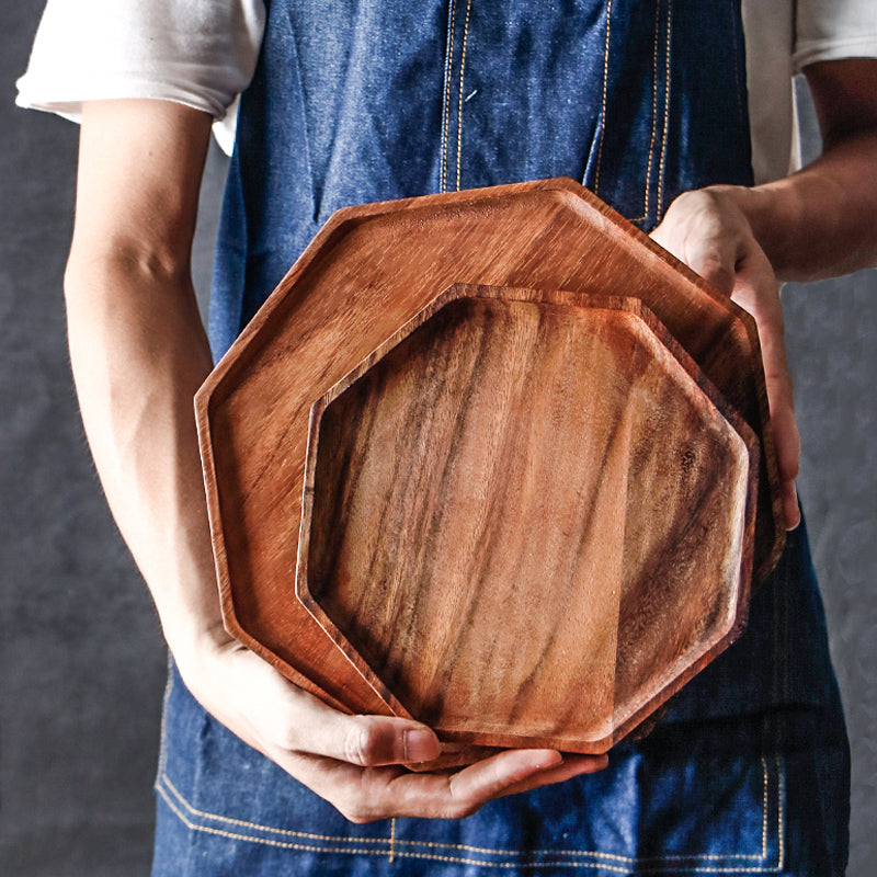 Hexagon Acacia Timber Trays