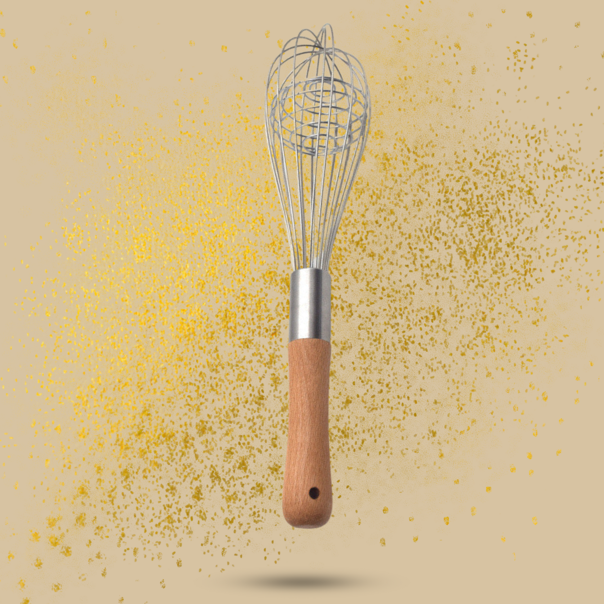 Wooden Handle Whisk with Integrated Mixing Ball